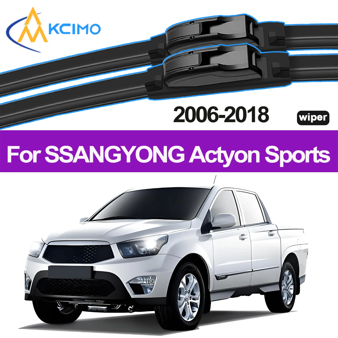 

2pcs Quality Windscreen Silent Black Car Rain Brush Suitable for SSANGYONG Actyon Sports 2006-2018 Front Windshield Auto Wipers