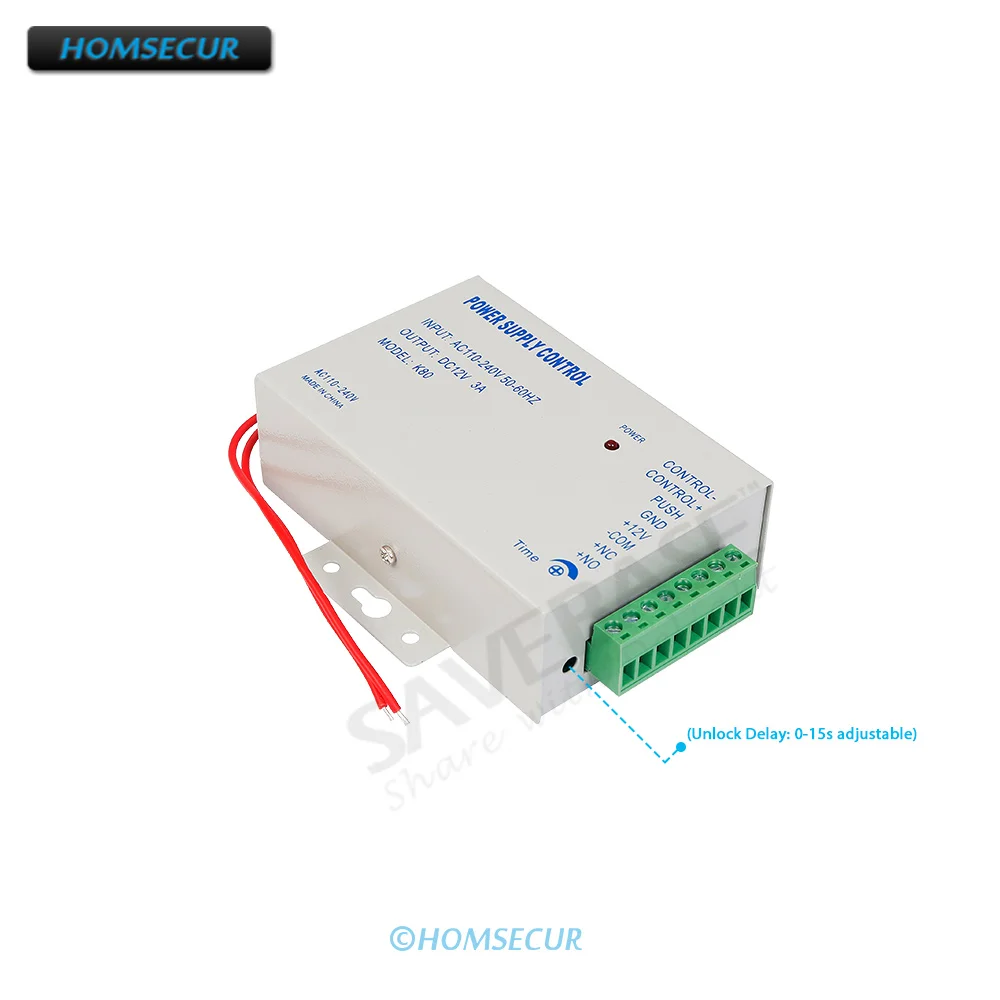 

12V 3A Power Supply Module AC110-240V Unlock Delay Adjustable NC/NO Outputs for Access Control Video Door Intercom Electric Lock