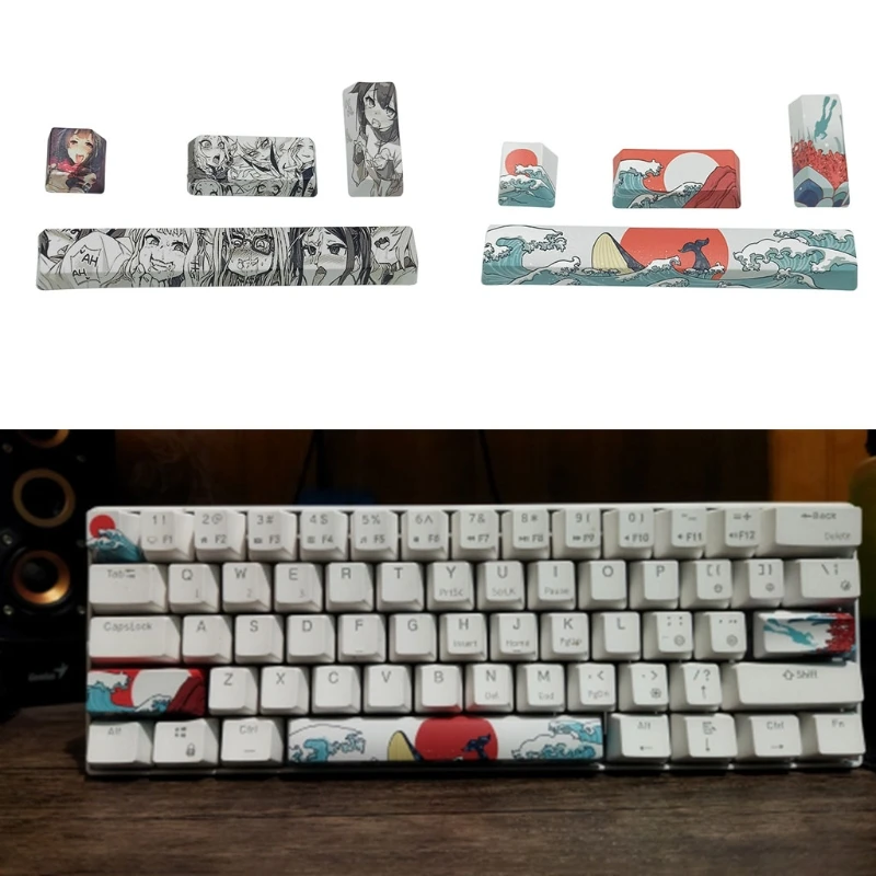 Dropship Sea Coral/Cartoon Girl Keycap 5 Sisi Pewarna Subbed untuk Keyboard Mekanis untuk 6.25U Spasi Tombol Enter Profil