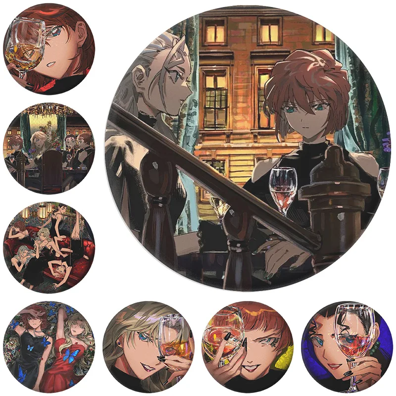 Detetive Conan Preto Organização Irmãs Série Crachá Pin Espelho Chaveiro Acessório Pingente Saco de Dor Decoração Anime