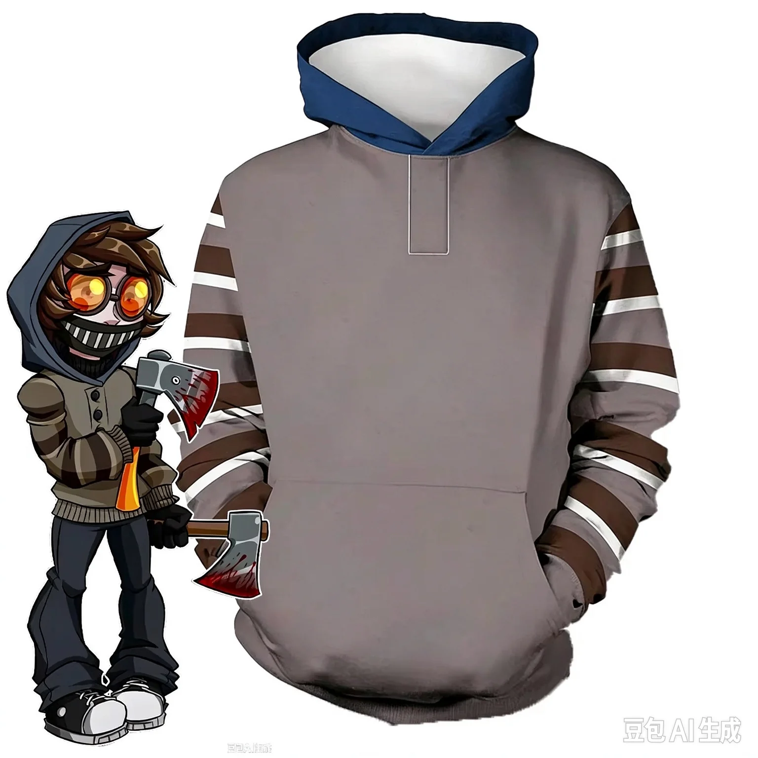 Ticci Toby Creepypasta Cosplay Pullover Hoodie Halloween Costume 3D Animation Sweatshirt Autumn/Winter Men's Women's Hoodies