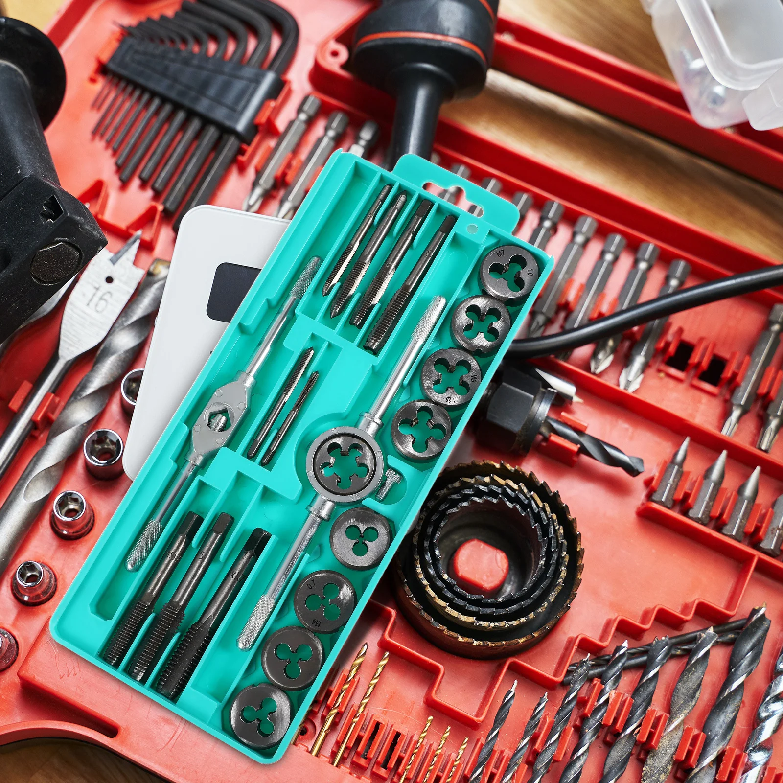 

20Pcs Bearing Steel Tap Wrench Set Hand Threading T-Handle Kit M3- Mechanic Taps Dies Thread Cutting Tool for Plumbing