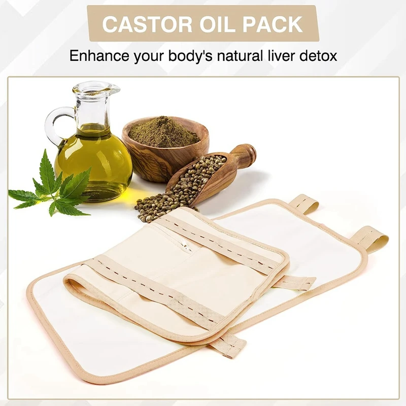 Castor Oil Pack Adjustable Reusable Castor Oil Pack Wrap Elastic Strap Machine Washable Anti Oil Leak Skin Color