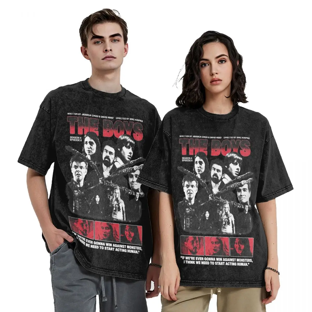 Graphic Printed The Boys Season 4 TV Show T Shirt Apparel for Men Women Homelander Washed Tee Shirt High Street T-shirts