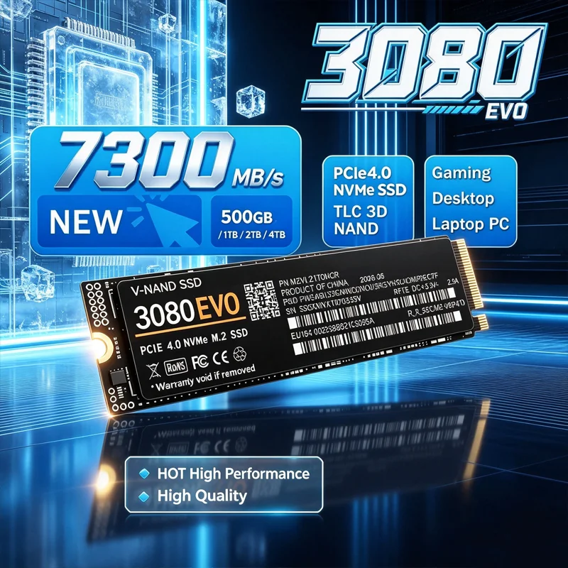 NEW 3080 EVO NVMe PCIe 4.0 x4 SSD M.2 500GB 1TB 2TB 4TB 7300MBs TLC 3D NAND for PS5 gaming laptops desktops low power