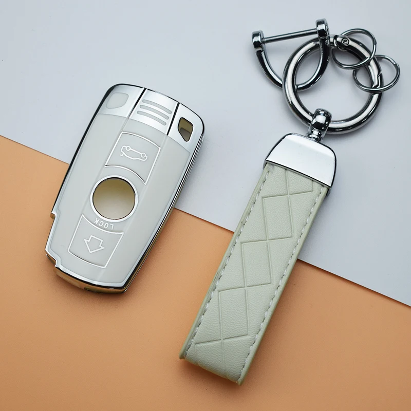 Silver TPU Car Remote Key Case Cover Shell For BMW X1 X5 X6 Z4 E90 E60 E70 E87 3 5 6 Series M3 M5 Holder Shell Fob Accessories
