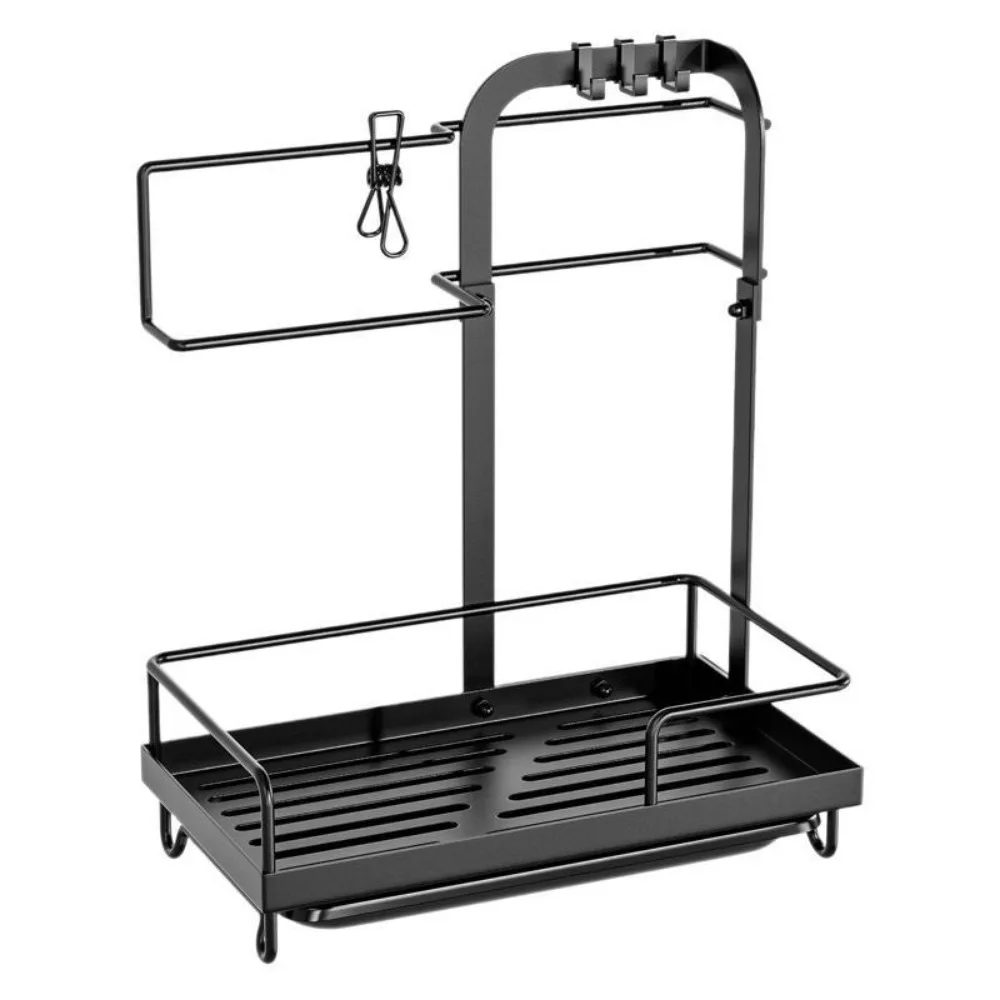 

Железная полка для хранения раковины, экономящая пространство, держатель для мыльной губки со сливным поддоном, большая вешалка для полотенец для посуды для дома