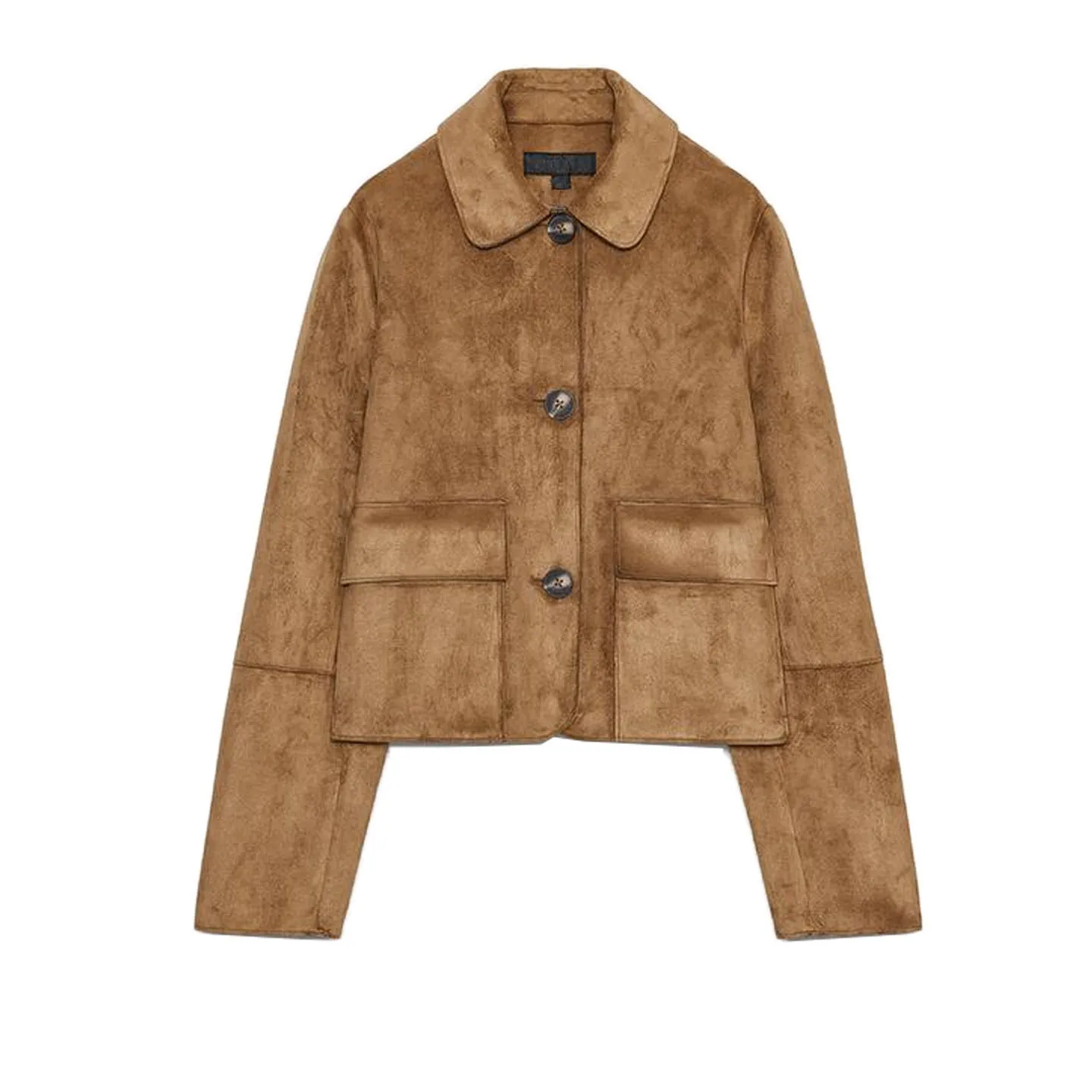

Fall New Women's Casual Sle ort PU Faux Leather Jaet Long Sve Turn-down Collar Coat Polyester Fiber Ladies Outerwear