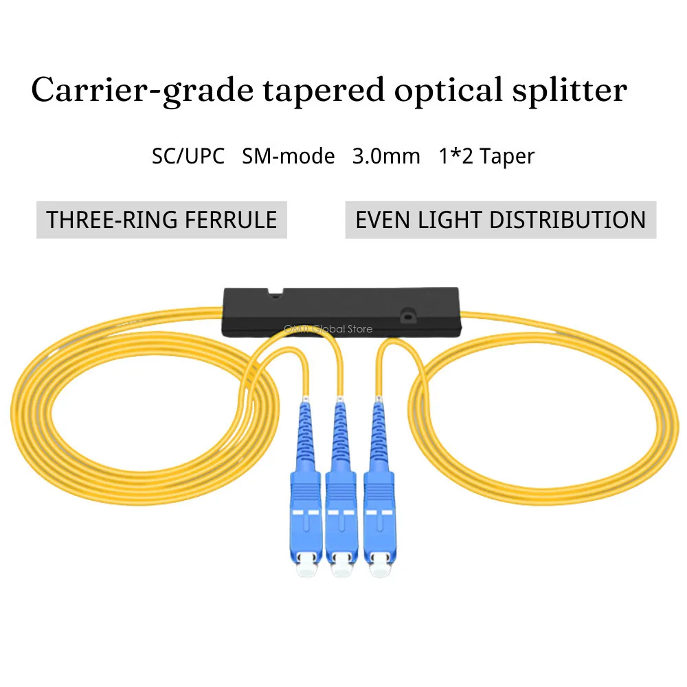 SM-ModeTelecom Grade Splitter 1*2 3.0mm 1310/1550nm Fiber Optic Splitters With 1:2 Tapered SC UPC Splitting Ratio Coupler