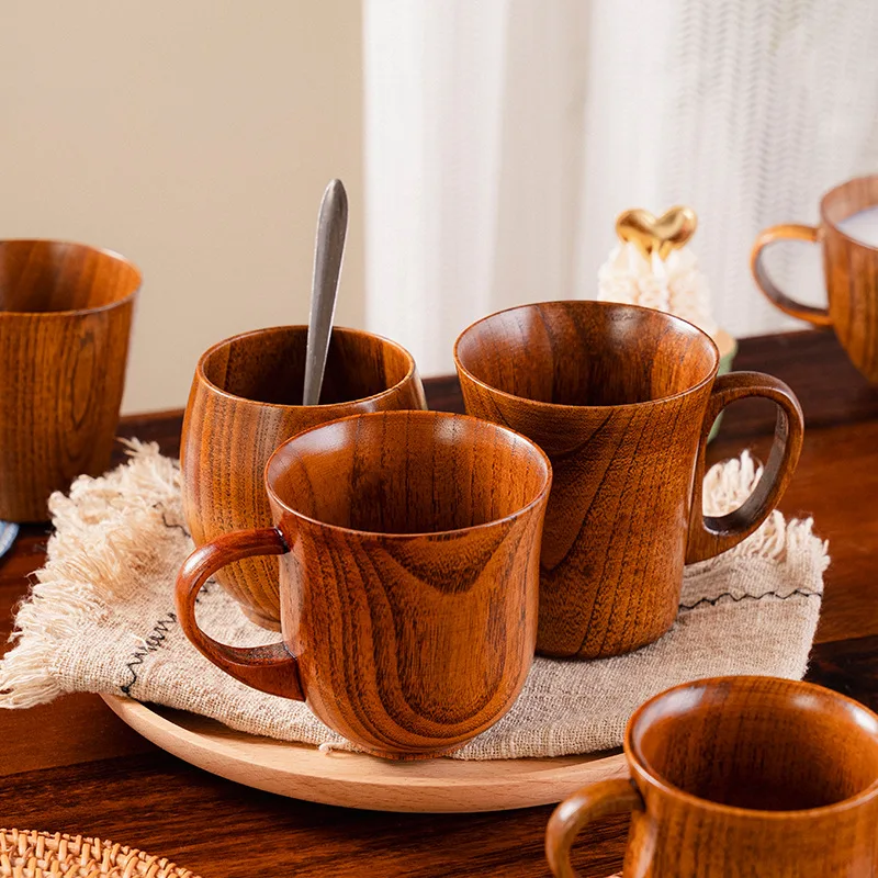 

Handmade Jujube Wood Handle Cups Beer Coffee Milk Tea Mug Natural Wooden Cups Kitchen Bar Breakfast Drinkware Cup