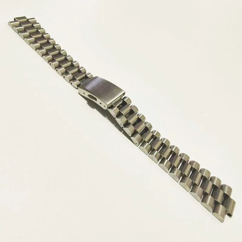 18mm 19mm 20mm 22mm Stainless Steel President Silver Curved End Watch Strap Band Bracelet
