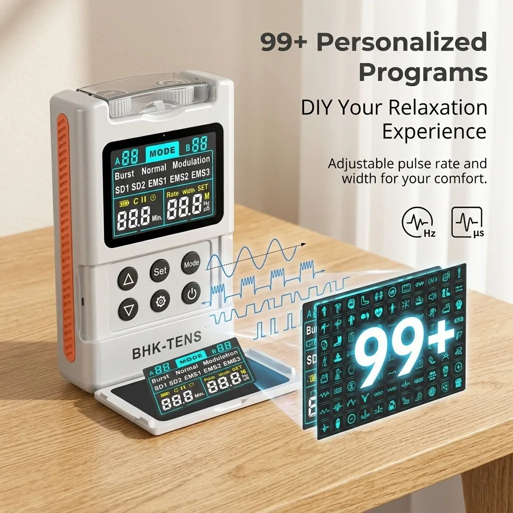 40-Level TENS Unit Muscle Stimulator Electronic Pulse Massager Dual Channel EMS Machine for Back Pain Relief & Muscle Therapy