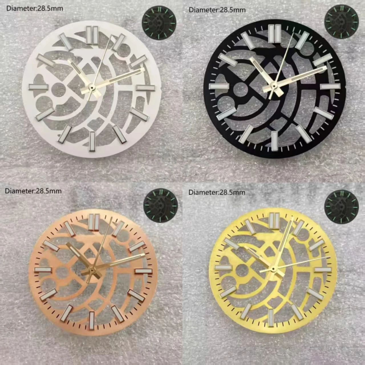 28.5mm  NH70 S Logo Dial  Ice Blue Gold Black Open Heart Dial for nh70nh71nh72 Movement Skeleton Movement  Watch  Accessories