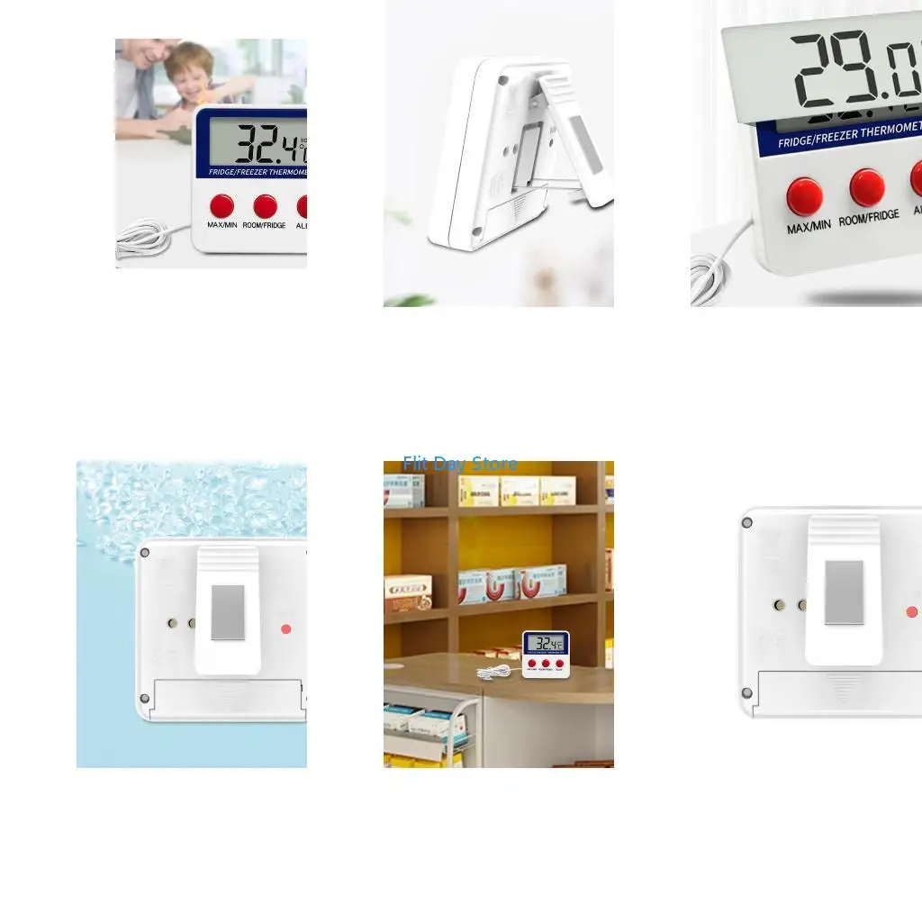 F92C Refrigerator Thermometer 1 Pack Digital Freezer Thermometer Refrigerator Thermometer & Min Display with Magnet