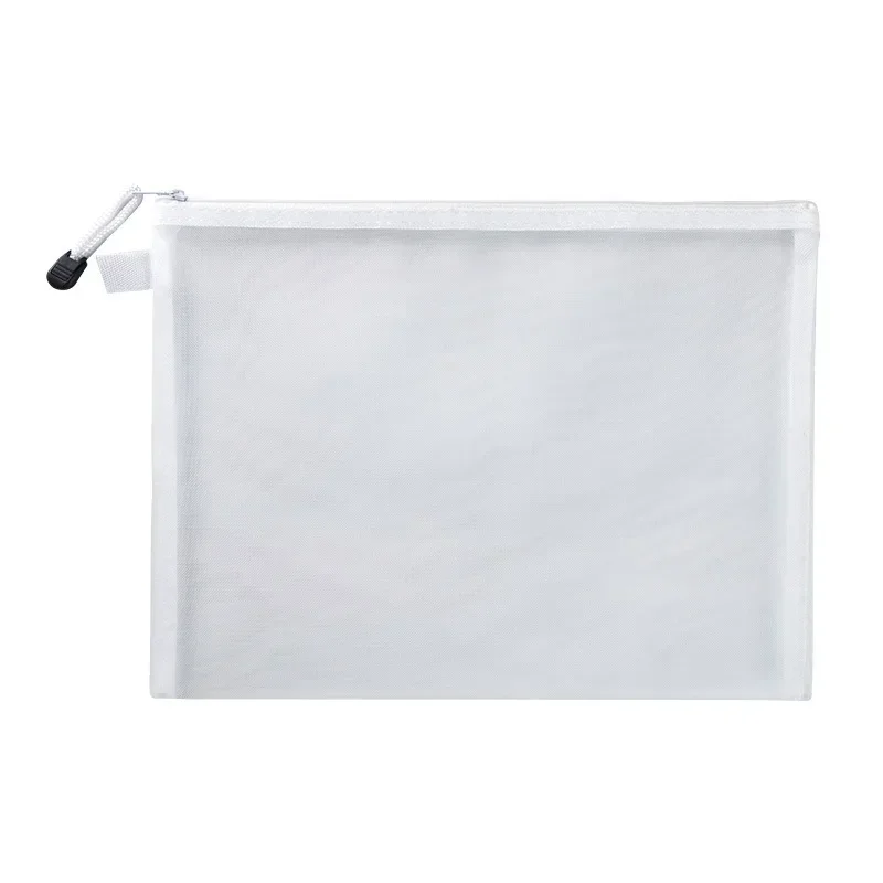 A4 A5 Transparent File Pockets Breathable Nylon Mesh Storage Bag Zipper Opening Multi-purpose Student Stationery Bags