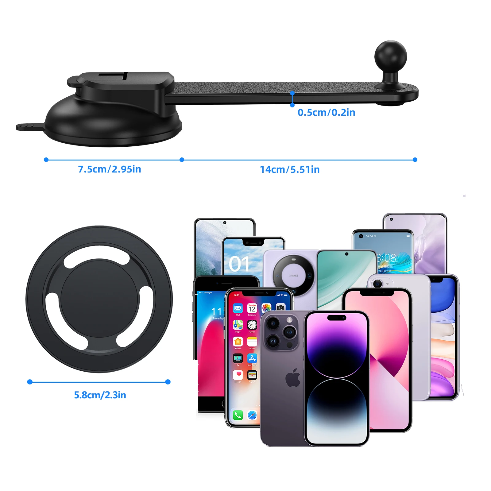 Telescopic Magnetic Car Phone Holder For iPhone 11 Xs Max XR 8 6 Suction Cup Car Dashboard Mount Cell Mobile Phone Holder Stand