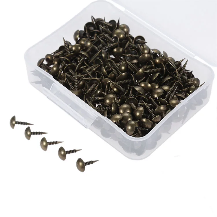 300Pcs 8*15mm Upholstery Tacks Furniture Nails Pins Upholstery Pins Craft Thumbtack Tack Antique Furniture Decor w/ Storage Box