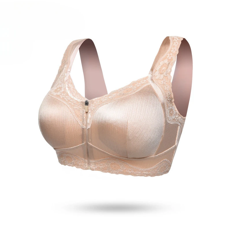 

Full Cup Bra Underwear Mastectomy Surgical Resection Without Steel Ring Comfortable Bras Front Zipper Breathable Lace Bra