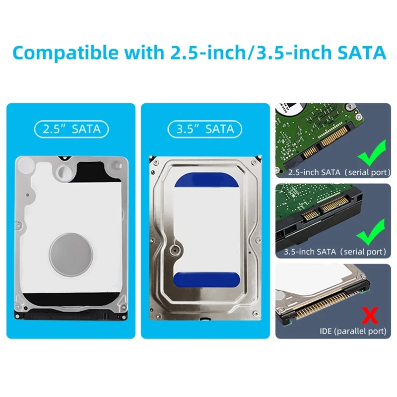 3.5 Inch HDD Enclosure USB 3.0 To SATA Hard Drive Case SSD Enclosure External Solid State Hard Drive Disk Box-US Plug Durable