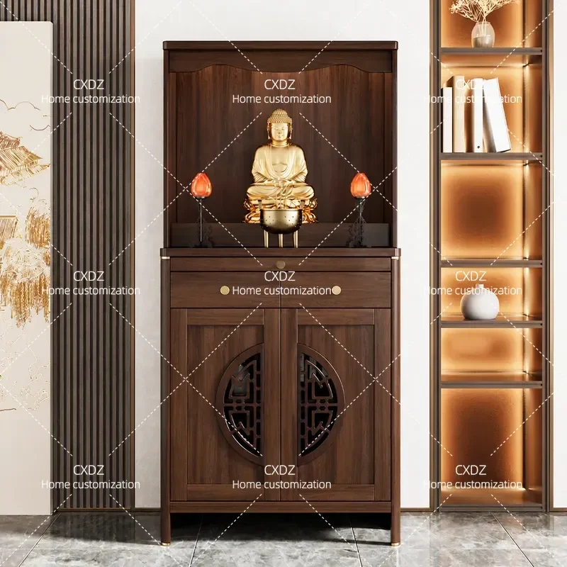 New Chinese Style Vertical Buddhist Cabinet Household Guanyin Bodhisattva God of Wealth Incense Table Buddha Statue Offering