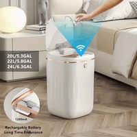 Smart Induction Trash Can Household Silent Closing Lid Storage Bucket Kick Open Cover Rubbish Bin Toilet Office Paper Basket