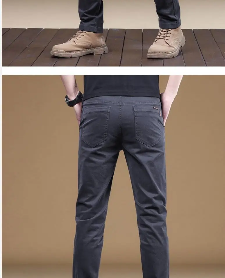 Hochwertige Dünne Baumwoll-Herrenhose Trendige Vielseitige Elastische Leichte Business-Hose Formelle Gerade Arbeitshose – Detail 13