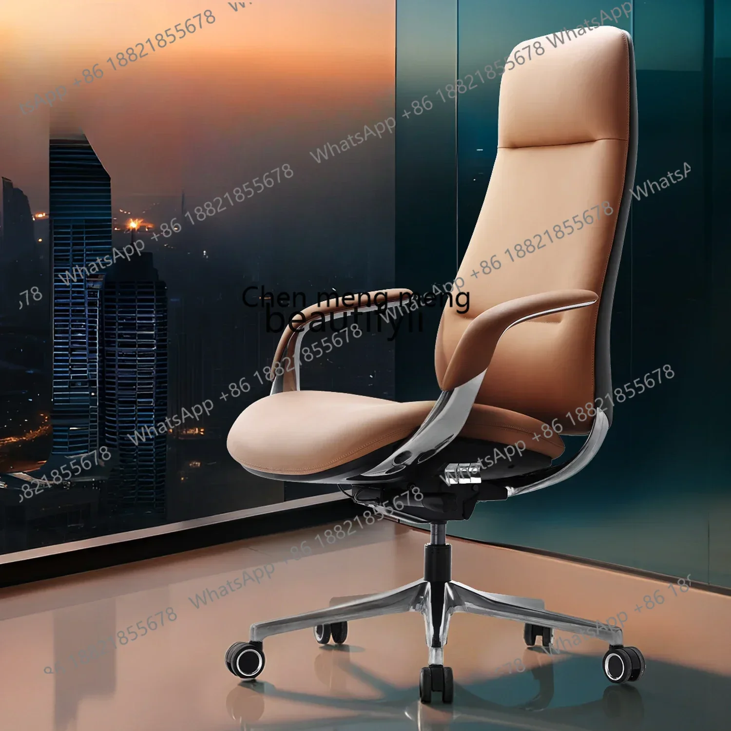 xx1Leather boss chair light luxury office, large class, comfortable sedentary computer, home zero gravity seat