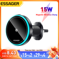 Essager Magnetic Car Phone Holder 15W Wireless Charger Stand For iPhone 15 14 13 Pro Max Car Mount Charger for Magsafe LED Light