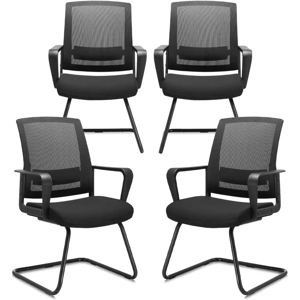 Office Guest Chair with Lumbar Support and Mid Back Mesh Space Air Grid Series for Reception Conference Room 4 Pack