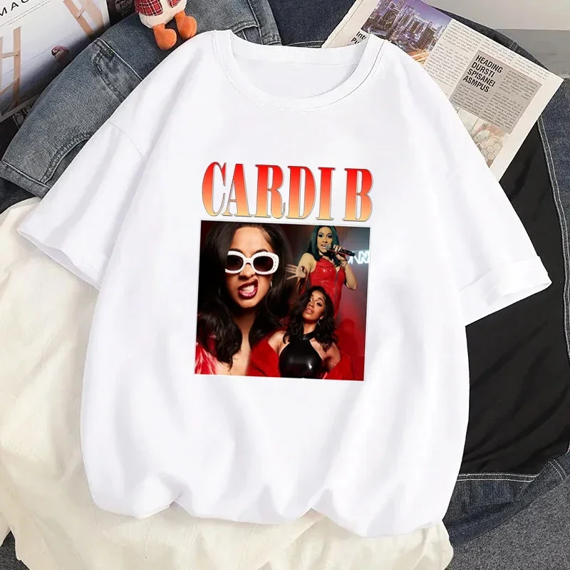 Cardi B مغني الراب Y2k ملابس النساء الأبجدية تي شيرت المشجعين هدية الشارع الشهير Harajuku القوطي التي شيرت بلايز موضة الرجال قصيرة الأكمام تيز