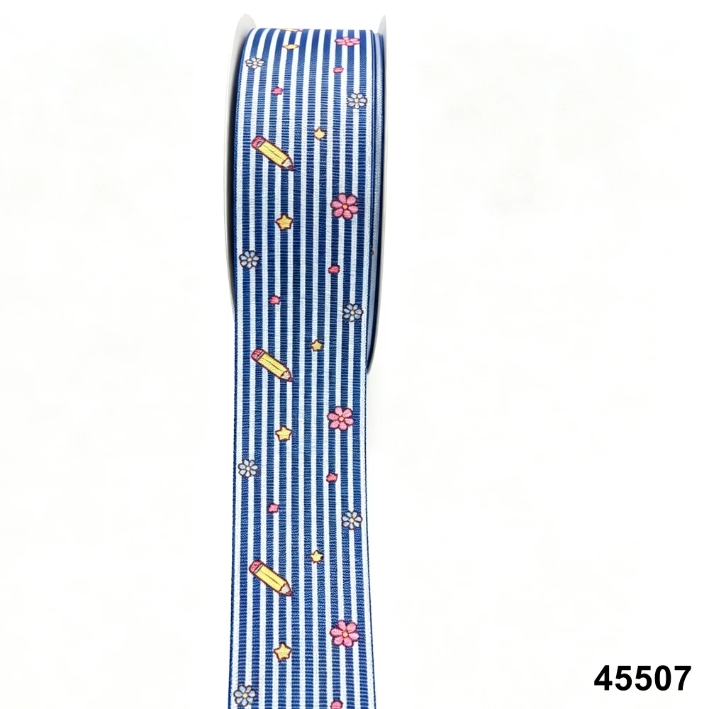 50yards Stripe Pencil Printed Grosgrain Ribbon Back to School Ribbons DIY Hair Bows Gift Wrapping Wedding Craft