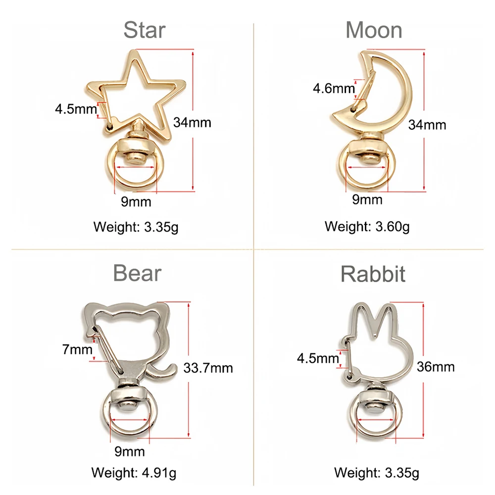 5Pcs Star Heart Snap Hook Trigger Clips Buckles Lobster Clasps Clips Key Ring for DIY Keychain Lanyard Jewelry Making Accessory
