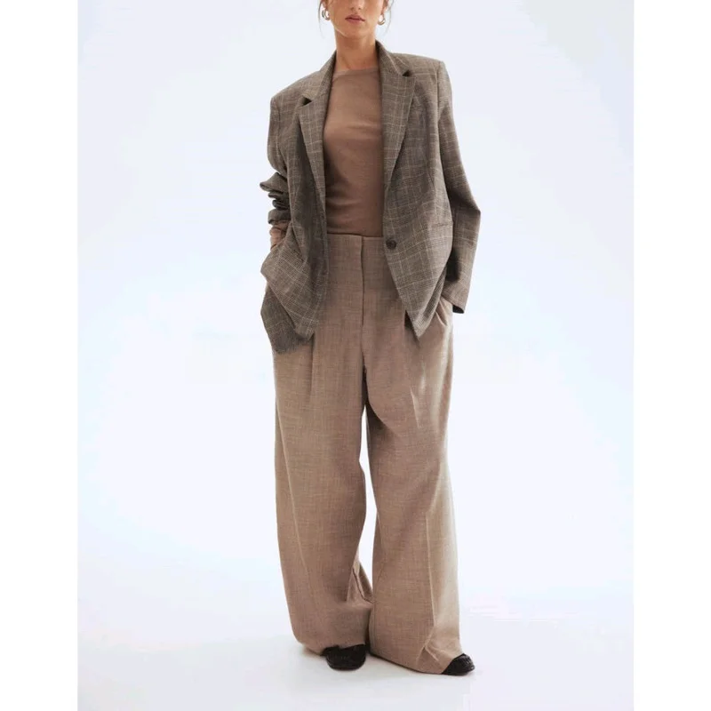 Abito casual Sle in fibra mista per pendolari con bottone singolo V Ne per donna Scena casual in fibra di poliestere di nuovo arrivo autunnale