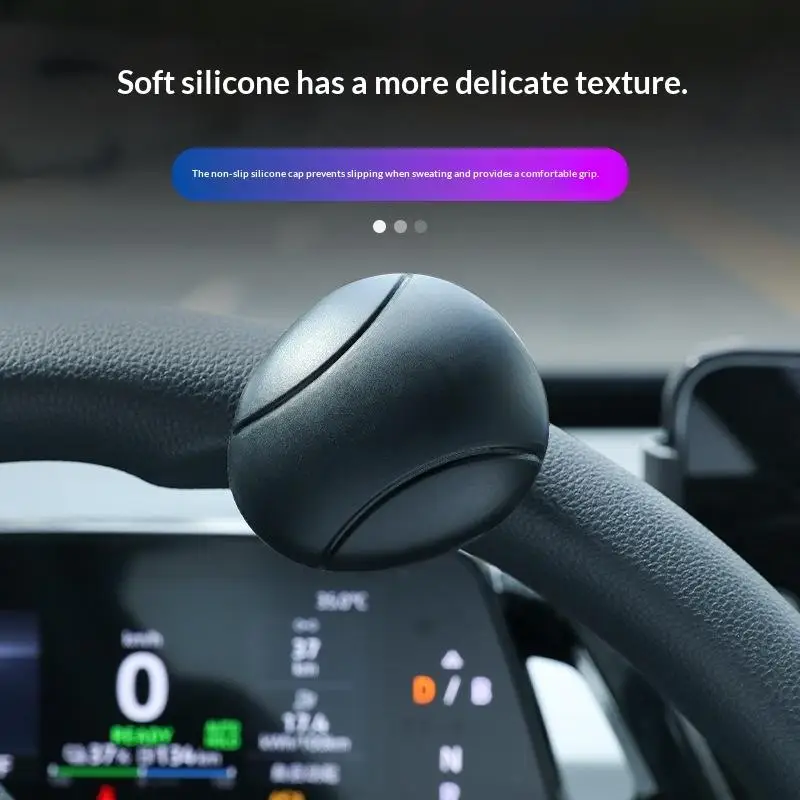 

Easy-Grip Silicone Steering Wheel Knob 360° Smooth Rotation One-Hand Operation With Built-in Metal Bearing & Non-Slip Grip