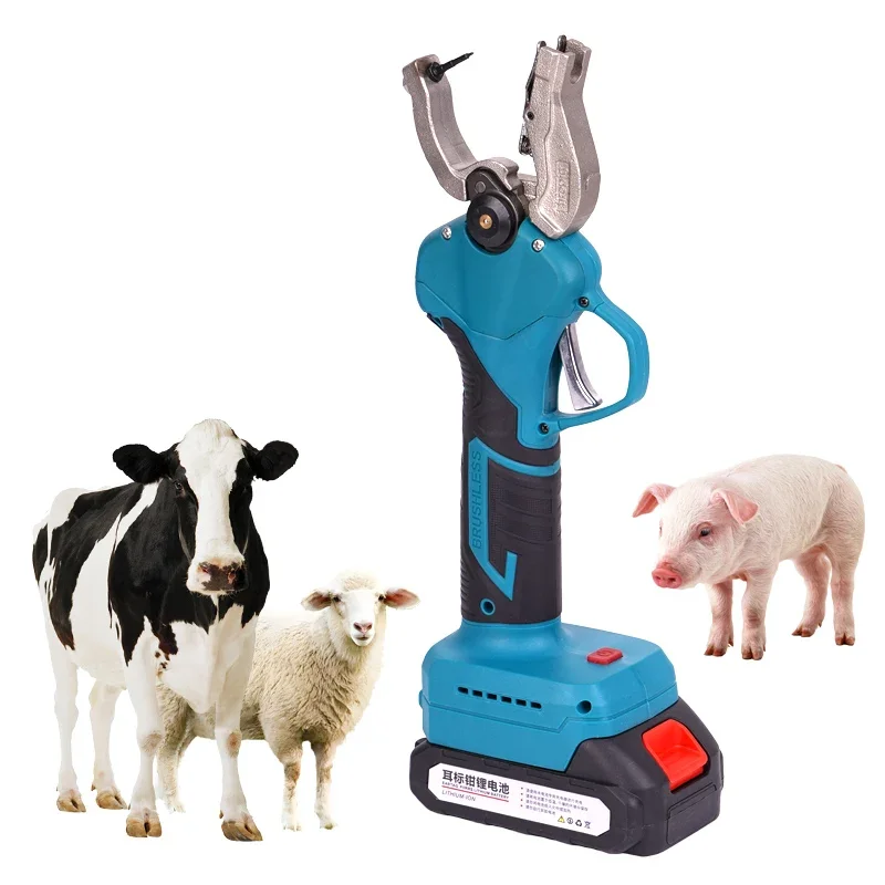 Portable Electric Ear Tag Applicator with Counter Goat Sheep Cow Ear Tags Installation Tool Animal Ear Tag Puncher Pliers