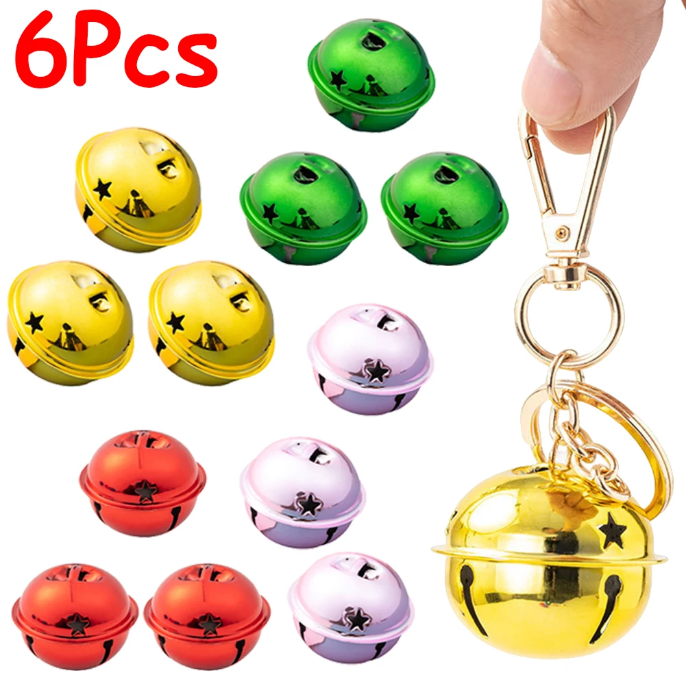 6 قطعة أجراس جلجل عيد الميلاد 40 مللي متر نجمة خماسية جلجل أجراس زخرفية معدنية أجراس زخرفية لتزيين العطلة