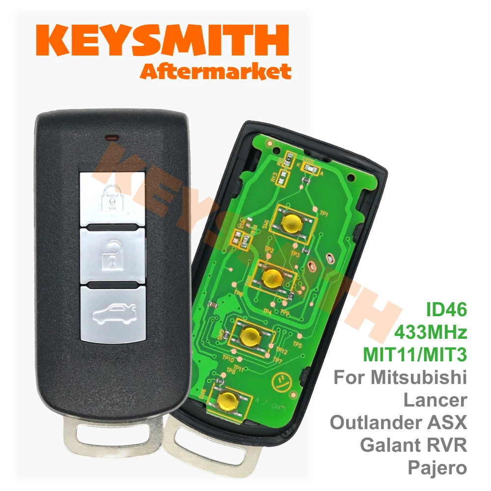 KEYSMITH G8D-644M-KEY-E 3-Tasten-Smart-Fernbedienungsschlüssel für Mitsubishi Outlander Lancer 2008–2016, 433 MHz, PCF7952 ID46 Chip – Detail 1
