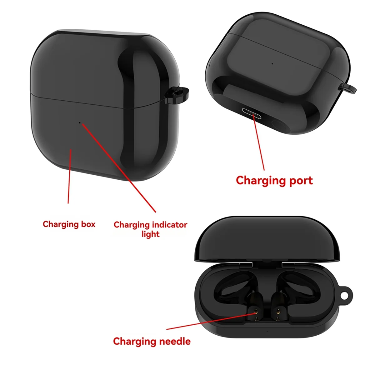 AB51 Galaxy Buds3 Auriculares Bluetooth Auriculares deportivos Compartimento de carga Caja de carga de auriculares Negro