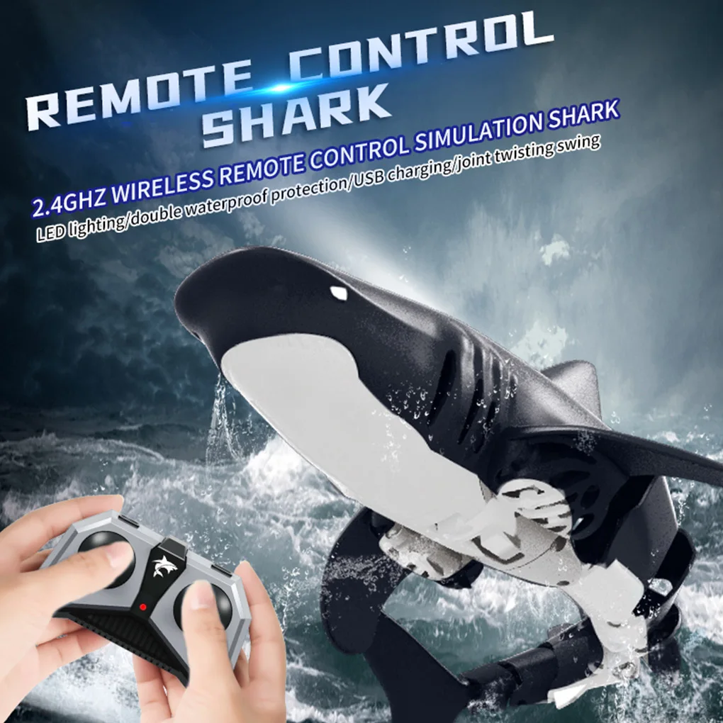 Shark RC2 4G Remote Control Boat Simulation Electric Toys for Boys Kids Bath Toy Swimming Pool Play Water Outdoor Game