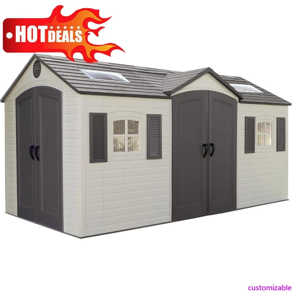 

Customizable 60079 Outdoor Storage Dual Entry Shed, 15 X 8 Ft, Desert Sand