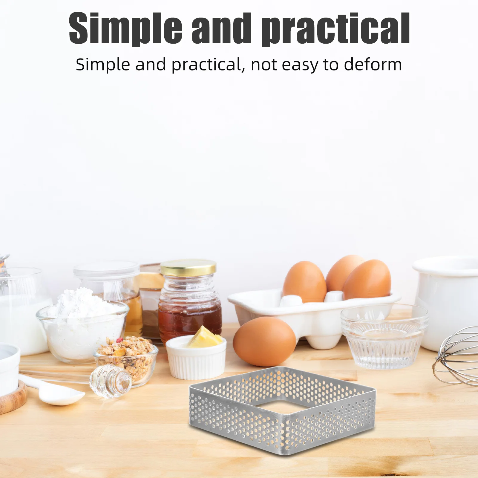 

3Pcs Stainless Steel Perforated Square Tart Rings Non-Stick Molds for Baking Mousse Cakes Pastries Kitchen Tart Rings