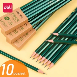 Deli 10pcs/set Wooden Pencil HB 2B 2H Children's Drawing Sketch Examination Pencil Stationery Art Supplies