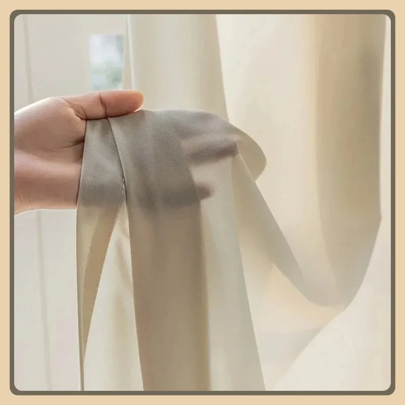 ستائر نافذة جديدة لغرفة المعيشة وغرفة الطعام وغرفة النوم الفاخرة وبسيطة وحديثة بلون سادة وشفافة من التول الأبيض الياباني