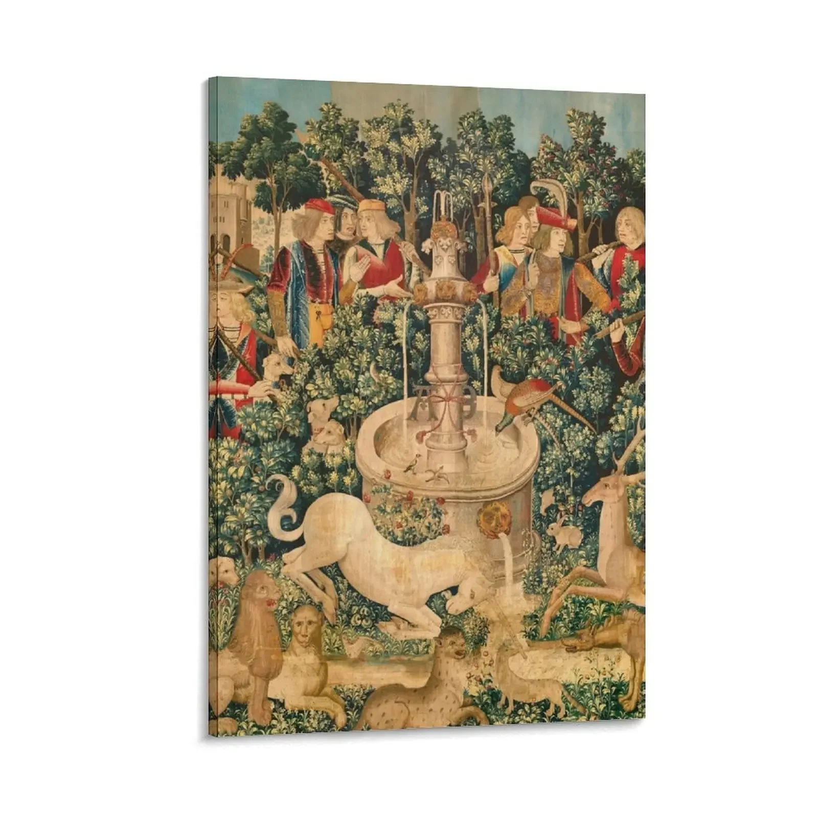 

The Hunt for the Unicorn, from a Beautiful Medieval Tapestry Canvas Painting room decoration accessories