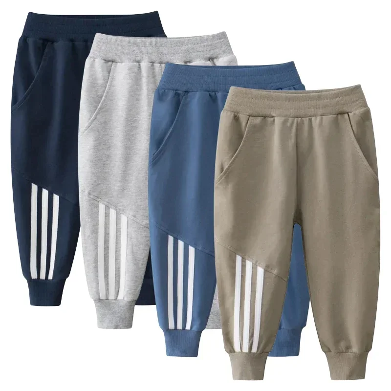 Boys Side Striped Sweatpants 2025 Spring Autumn New Cotton Kids Clothes Children's Trouser Cool Boy Sport Harem Pants