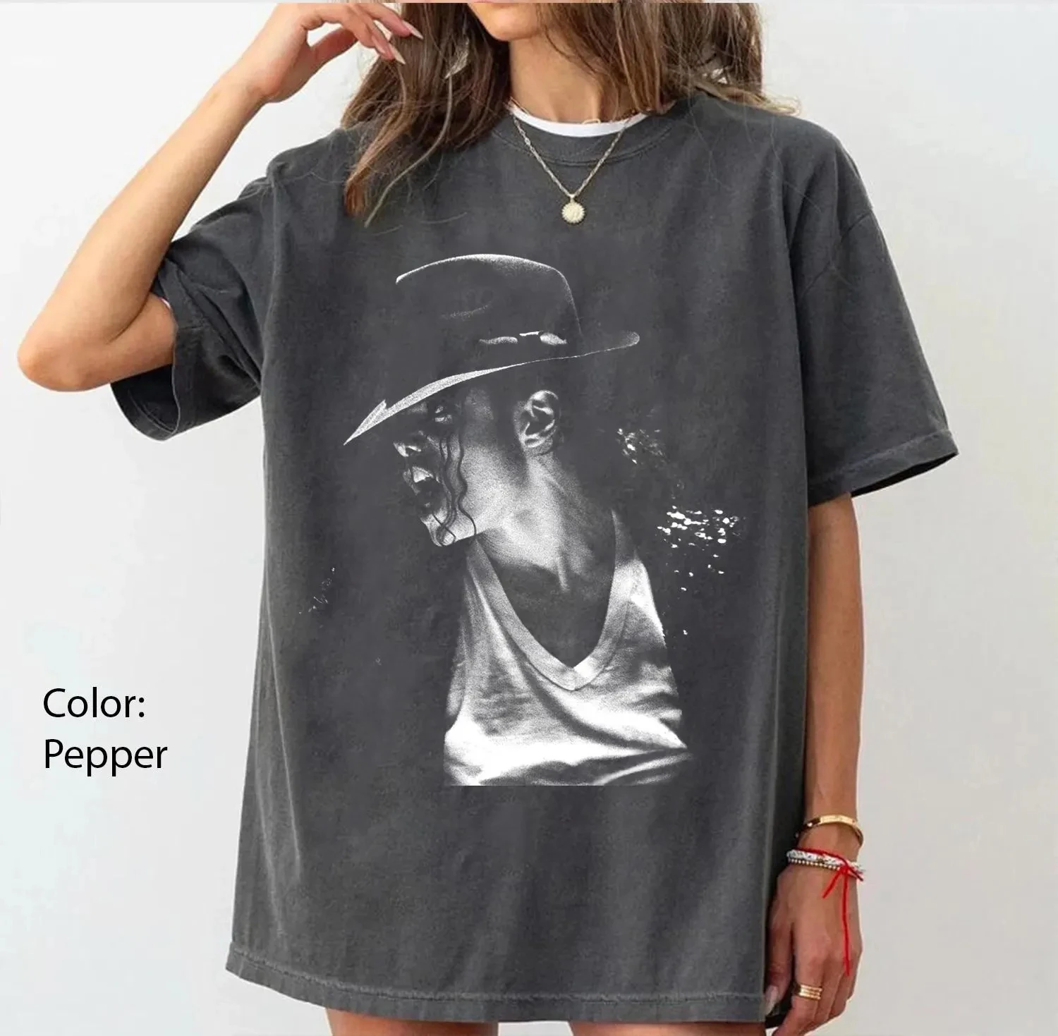 Camiseta Vintage do Rei do Pop Michael Jackson para Homens e Mulheres, Roupas de Verão Respiráveis e Elegantes, Top de Gola Redonda com Mangas Curtas
