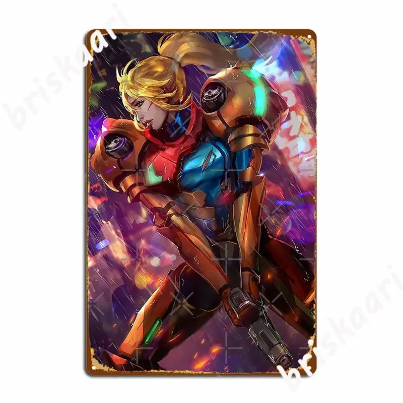 Samus Aran Is Ready For Action Metal Signs Cinema Living Room Party Wall Plaque Vintage Tin sign Posters