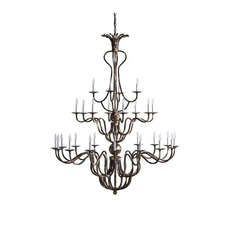 

European retro wrought iron chandelier Baroque villa living room lamp hotel club French creative castle lighting fixtures