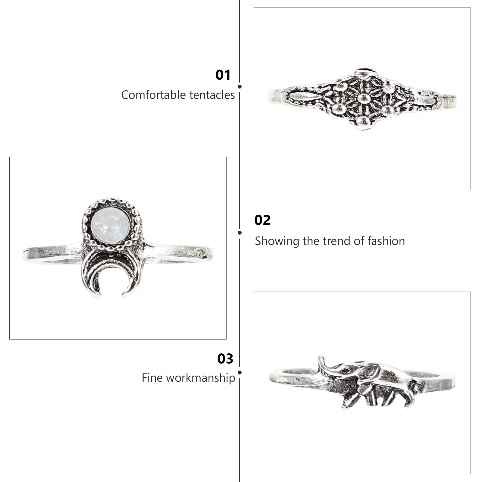 10Pcs Vintage Court Style Retro Alloy Finger Rings Fine Workmanship Chic Women Jewelry Decorative Rings for Party Gift Daily