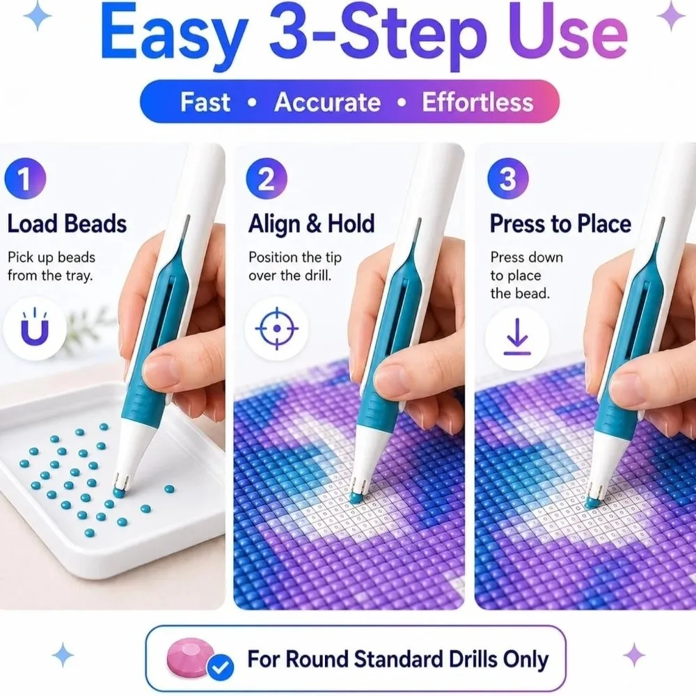 Portable Automatic Diamond Painting Pen DIY Pick up Tool Diamond Art Stylus Mechanical Dispensing Precision Placement